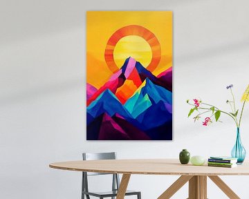 Colourful mountain landscape with sunrise by Poster Art Shop