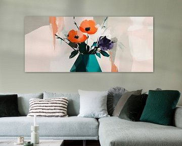 Colourful flowers in modern style - watercolour by Poster Art Shop