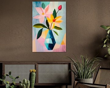 Fleurs colorées de style géométrique sur Poster Art Shop