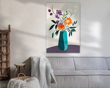 Kleurrijke bloemen in een stijlvol vaasarrangement van Poster Art Shop