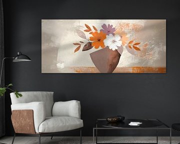 Des fleurs colorées dans un vase minimaliste sur Poster Art Shop