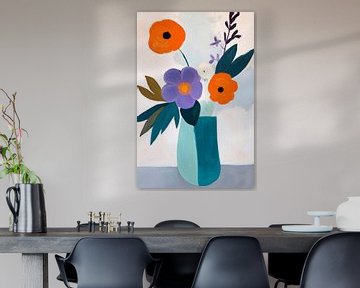 Kleurrijke bloemencompositie in vaas - Modern van Poster Art Shop