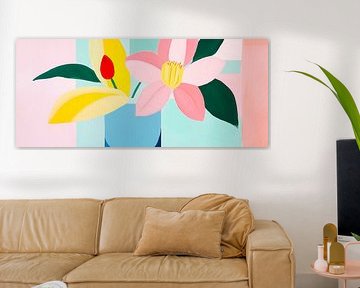 Composition florale multicolore aux couleurs pastel sur Poster Art Shop