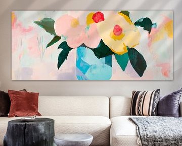 Nature morte aux fleurs colorées dans un vase sur Poster Art Shop