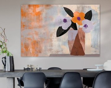 Nature morte aux fleurs colorées avec vase géométrique sur Poster Art Shop