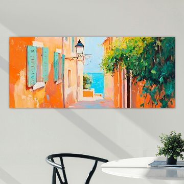 Ruelle colorée au bord de la mer - Flair méditerranéen sur Poster Art Shop