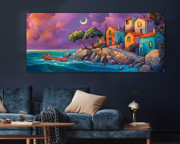 Colourful coastal idyll at night - dreamlike by Poster Art Shop