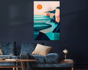 Colourful coastal landscape with sunset by Poster Art Shop