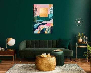 Colourful landscape with golden sun by Poster Art Shop