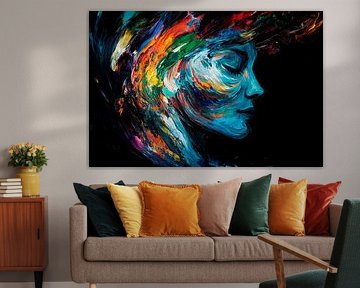 Colourful portrait painting of a woman by Poster Art Shop
