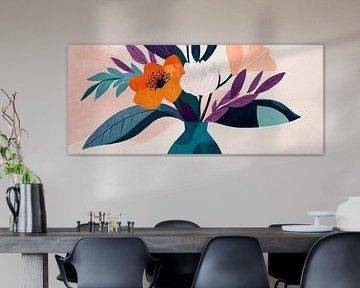 Bouquet de fleurs multicolores dans un vase au design élégant sur Poster Art Shop