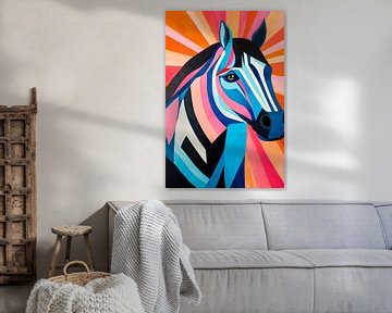 Kleurrijke zebra-portretkunst - modern en levendig van Poster Art Shop
