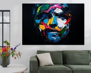 Colourful portrait - Abstract face mask by Poster Art Shop