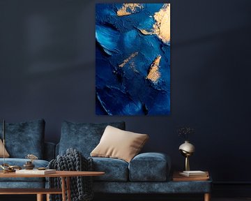Dark blue textures with gold accents by Poster Art Shop