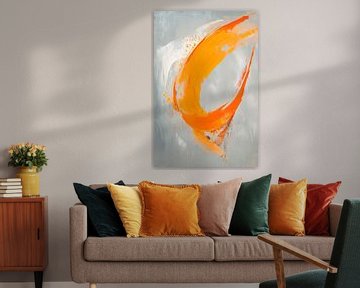 Dynamic orange area on grey background by Poster Art Shop