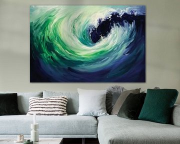 Dynamische Meereswelle in Grün-Blau von Poster Art Shop