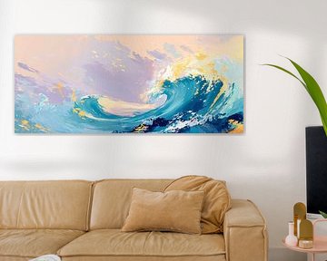 Vague marine dynamique aux couleurs douces sur Poster Art Shop