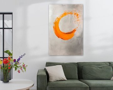 Direction orange dynamique sur gris - Moderne sur Poster Art Shop