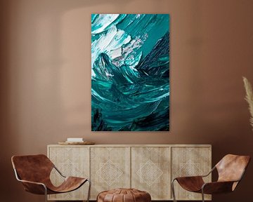 Dynamic waves in turquoise and white by Poster Art Shop