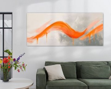Dynamic orange line on grey - Abstract by Poster Art Shop