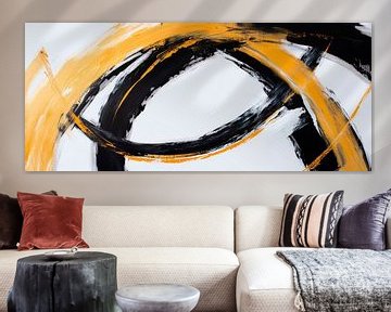 Dynamic orange and black line art by Poster Art Shop
