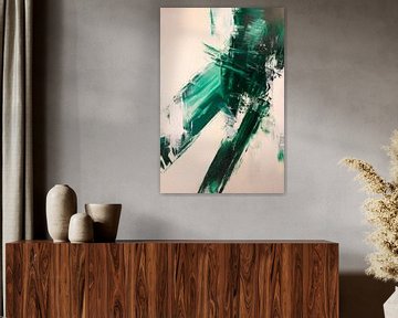 Dynamic green stripes - Abstract art by Poster Art Shop