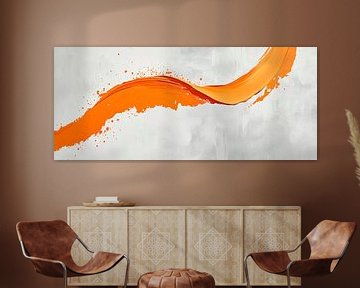 Dynamic orange brushstrokes - Modern by Poster Art Shop