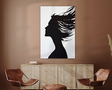 Dynamic hair portrait in black and white by Poster Art Shop