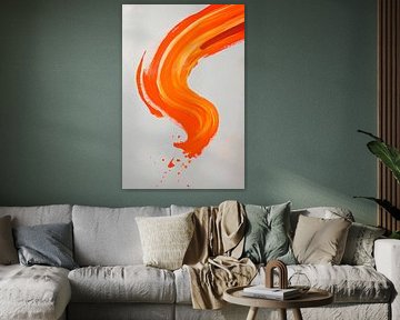 Dynamic brushstroke in orange - Abstract by Poster Art Shop