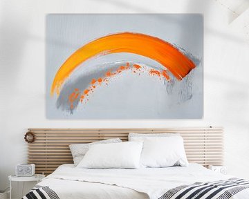 Coup de pinceau dynamique orange - Abstrait sur Poster Art Shop