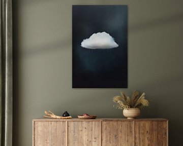Eenzame wolk op donkere achtergrond van Poster Art Shop