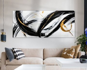 Dynamic black, white and gold design by Poster Art Shop