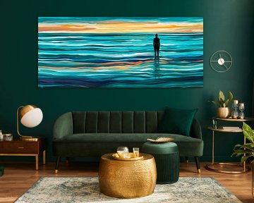 Lonely man by the ocean - play of colours by Poster Art Shop
