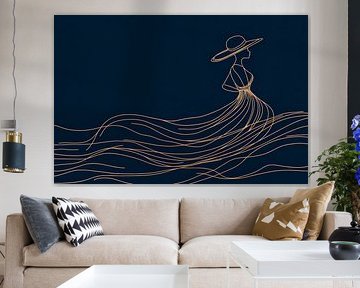 Elegant woman in a flowing dress - Minimalist by Poster Art Shop