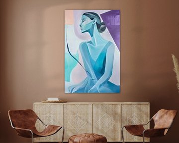 Elegant woman in cool blue - Modern by Poster Art Shop