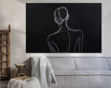 Dessin au trait élégant d'une femme Vue de dos sur Poster Art Shop
