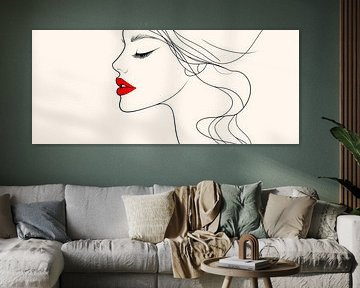 Profil élégant d'une femme aux lèvres rouges sur Poster Art Shop