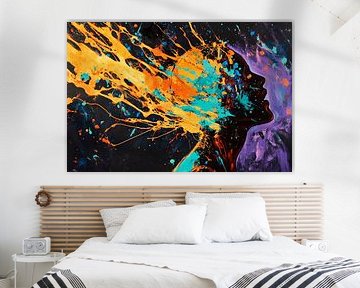 Explosion colorée de profil - Art créatif sur Poster Art Shop