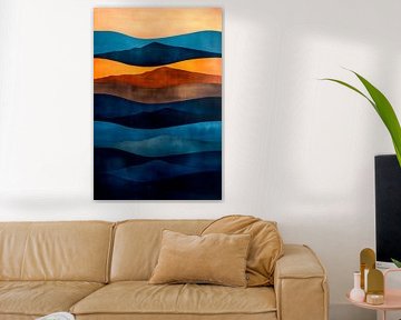 Collines colorées au coucher du soleil sur Poster Art Shop