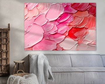 Farbenfrohe Pinselstriche in Rot und Rosa von Poster Art Shop
