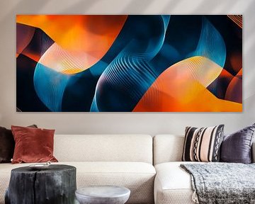 Colourful waves in orange and blue by Poster Art Shop