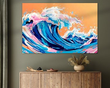 Colourful wave in the sunset by Poster Art Shop