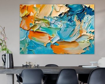 Colourful texture in blue and orange by Poster Art Shop