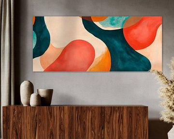 Colourful abstract shapes on beige by Poster Art Shop