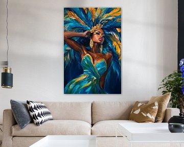 Kleurrijk portret van een danseres van Poster Art Shop