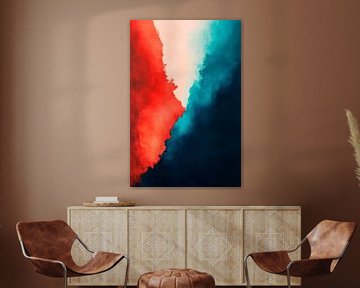 Farbexplosion in Rot und Blau – Abstrakt von Poster Art Shop