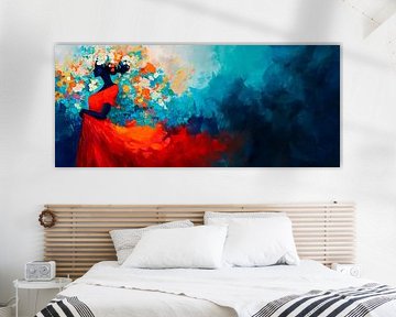 Coloured woman with flowery hair by Poster Art Shop