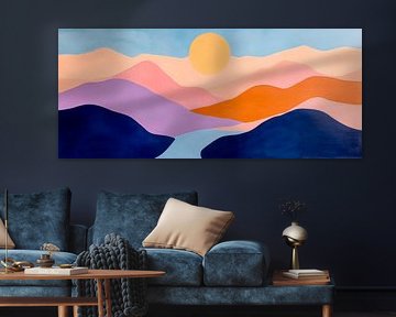 Colourful mountain landscape with sun by Poster Art Shop
