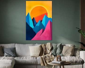 Colourful mountain landscape with sunset by Poster Art Shop