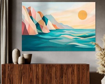 Colourful coastal landscape at sunset by Poster Art Shop
